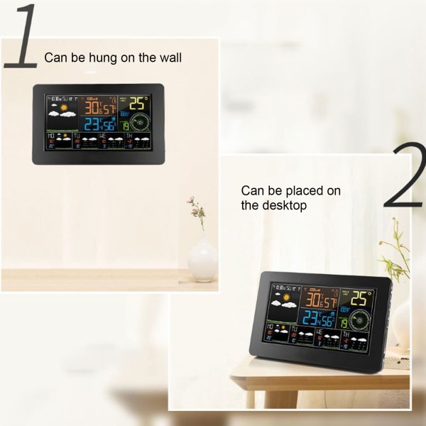 Digital väderklocka Färgdisplay Multifunktionell ABS-skal Trådlös elektronisk väckarklocka 100‑240V EU-kontakt 100-240V
