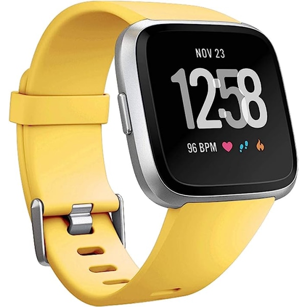 The smart watch strap is compatible with Fitbit versa Smartwatch, versa 2 and versa Lite se watches for women and men（Mango Yellow-S）