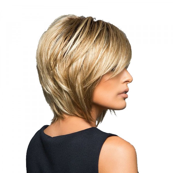 Fluffy Short Blonde Bob Hair Wig med Ladies Straight Synthetic Natural Wig