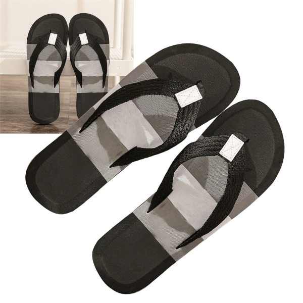 Herr Flip Flops Snabbtorkande Andningsbar Halkfri Mjuk EVA Ergonomisk Strand Thong Sandaler Black 40