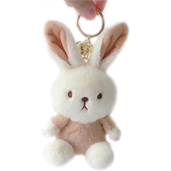Plush Kanin Nøglering Fyldte Dyr Pynt Vedhæng Hvid