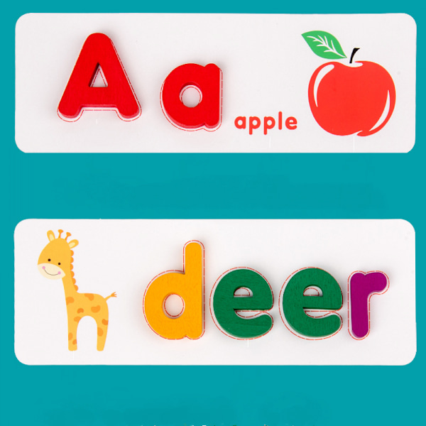 Kirjoituslelu, vastaavat kuvakortit, puiset värit, ABC-aakkoset, Montessori-leikki, esikouluopetuslahja