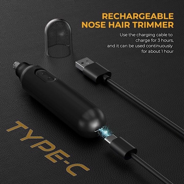 Øre- og næsehårstrimmer til mænd og kvinder, smertefri USB-genopladelig næsehårstrimmer, IPX7 vandtæt dobbeltkantede blade næsetrimmer næseklemme