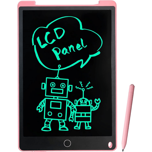 LCD-skrivplatta, 12 tums handskriftsskrivare för företag Inbyggt skärmlås och magnet för barn och vuxna, rosa