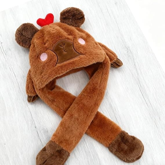 2 pakker capybara plys hatte til piger - Vintervarme ørekopper, justerbart og bevægeligt øredesign: Perfekt til rollespil, kostume