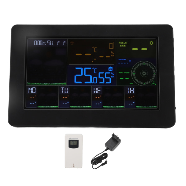 Digital väderklocka Färgdisplay Multifunktionell ABS-skal Trådlös elektronisk väckarklocka 100‑240V EU-kontakt 100-240V