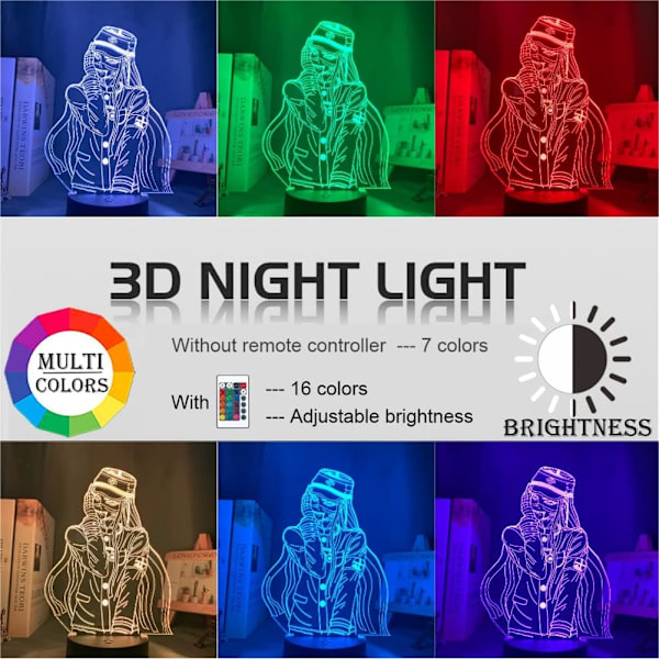 3D LED Lys Korekiyo Shinguji Anime Illusion Nattelys Drengepigeværelse Dekoration Bordlampe Ven Fødelsdagsgave RGB 16 Farver med Fjernbetjening