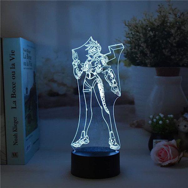 Game OW Tracer, LED Natlys, 3D Illusion Lys, USB Berøring/Fjernbetjening 16 Farver, Hjemmeindretning (Sort fjernbetjening 16 farver)