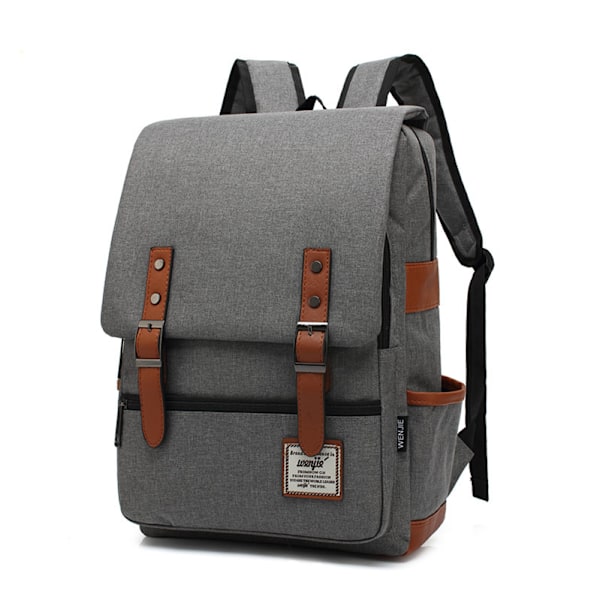Vattentät bärbar ryggsäck för handbagage, arbetsryggsäck för resor, skolarbete, mode, högskola Black Zipper Gray M