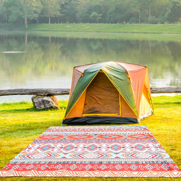 Strandfilt, Sandsäker Strandmatta, Vattentät Snabbtorkande Lättviktig Utomhus Aztec Picknickmatta 200 x 210 cm för 2-4 Vuxna med Ficka