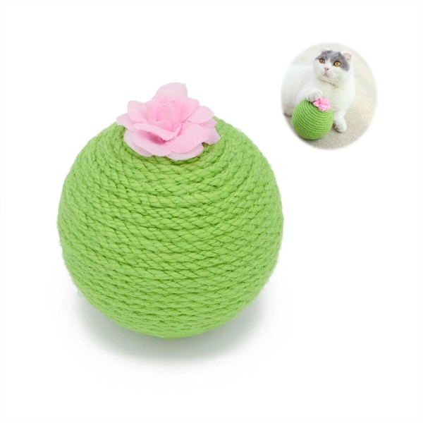 Cute Cactus Cat Scratcher, Large Sisal Ball Cat Toys, Kitten Toys for Indoor Cats, Cat Balls with Catnip Inside, 3.9 inches Diameter