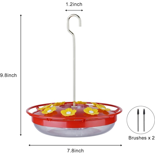 Kolibrimatare för utomhusupphängning - 2-pack läckagesäker kolibrifågelmatare med inbyggt myrsäker och sittpinne, enkel att rengöra och fylla, 8 matare port Style 4