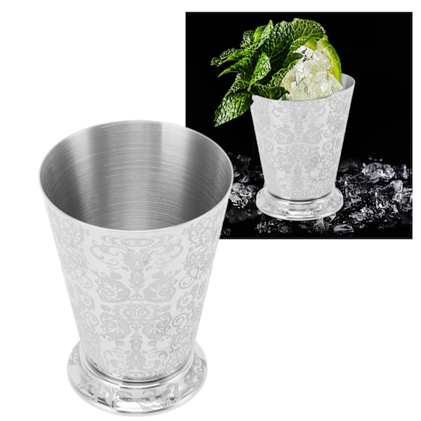 Cocktail-drikkekopp i 304 rustfritt stål med sølvfinish, Moskva Mule-krus for barer, hjemmemønsterutskjæring Totem