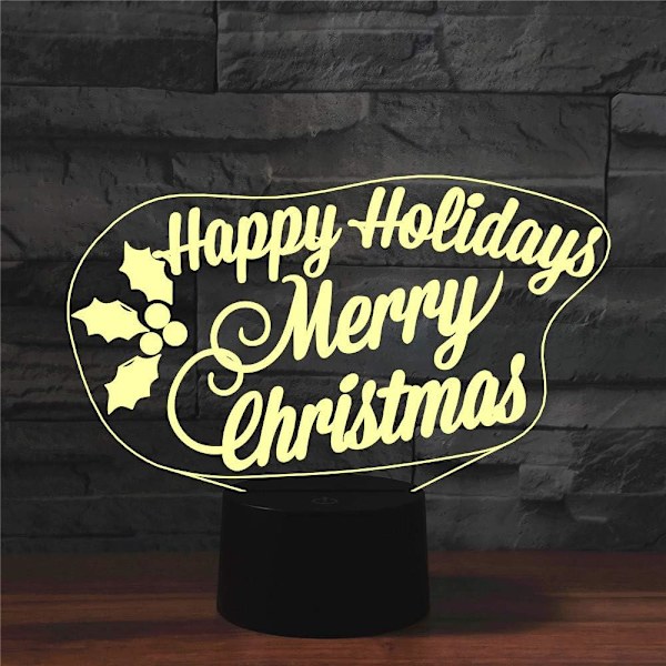 3D God Jul Julgåva Fjärrkontroll 16 Färger Nattlampor Illusion Akryl LED Bord Sänglampa Barn Sovrum Skrivbordsdekoration Leksak