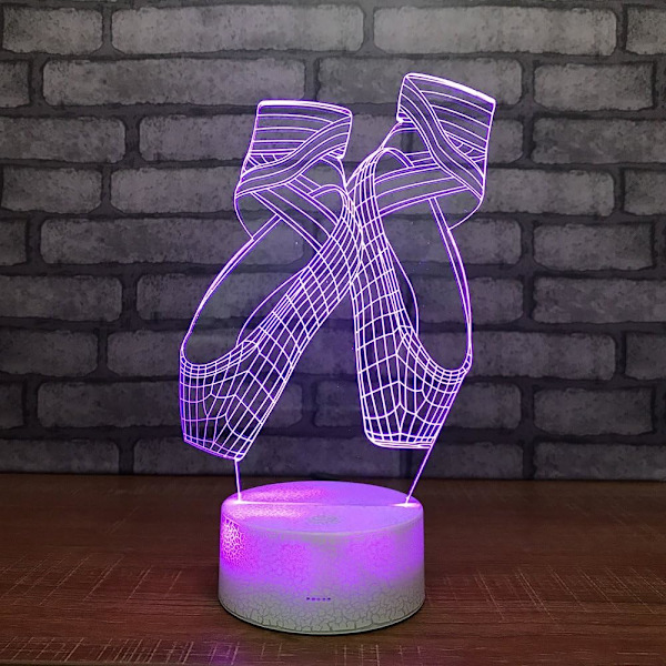 3D Ballet Sko Natlys Lampe Illusion 7 Farve Skiftende Berøringskontakt Lamper Led Julegave med Akryl Flad ABS Base USB Kabel Legetøj