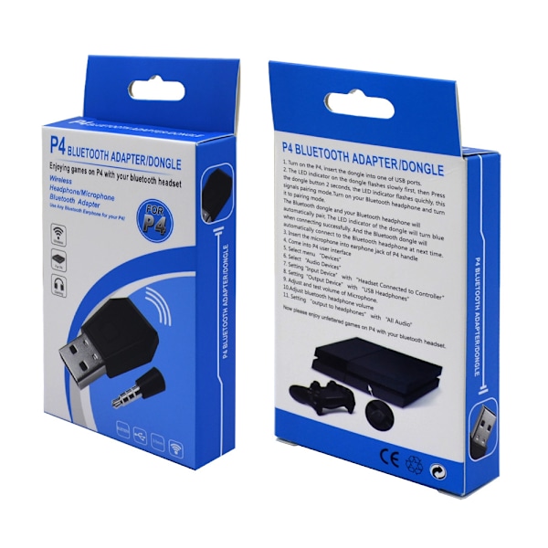 Trådløs adapter for PS4 Bluetooth, gamepad spillkontroller konsoll hodetelefon USB-dongle