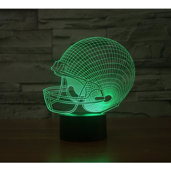 3D Rugby Caps Lampe med Fjernkontroll, 16 Farger Nattelysbilder, Akryl LED Bord- og Nattbordslampe, Barnerom, Skrivebordsdekorasjon, Bursdagsgaver, Leke for Barn