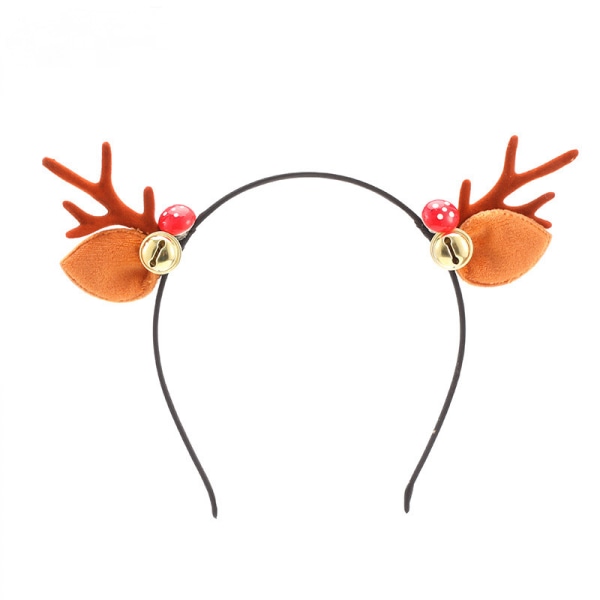 Jouluiset Poronsarvet -päänauha kelloilla, Lasten joulujuhlapuku Hiustarvikkeet Hiusnauhat tytöille (ruskea)