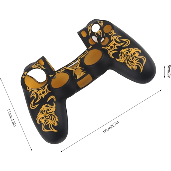 Spillkontrollhud Grip Deksel Case, Myk Silikon Case, Hud Grip Shell Deksel for PlayStation 4 PS4 Kontroll Black-Yellow