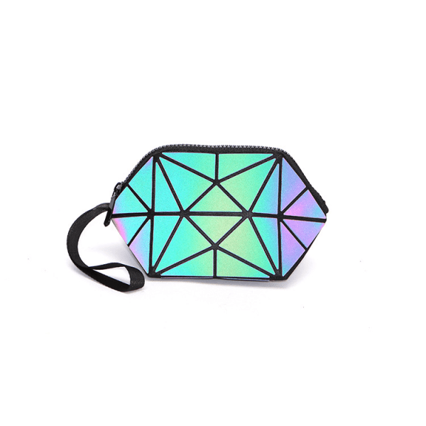 Small Makeup Bag Geometric Foldable Cosmetic Pouch Compatible With Purse Cute Travel Accessories With Zipper And Wrist