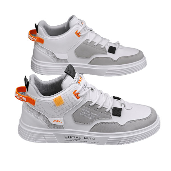Herr High Top Skor Casual Sports Läder Ovandel Gummisula Bekväma Herr Board Skor för Höst Vinter White 40