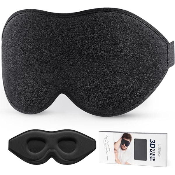Sovmask för sidosovare Kvinnor Män, Ögonmask för Sömn Ljusblockering, 3D Konturerad Kupol Sovmask, Mjukt Andningsbart Sov E