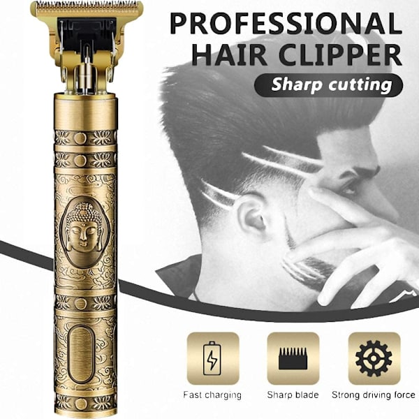Hårklippare för män - Professionella hårklippare, 0 mm skalliga hårklippare T-blad hårklippare för män Zero Gapped Detail Beard Shaver Barbers Gold dragon