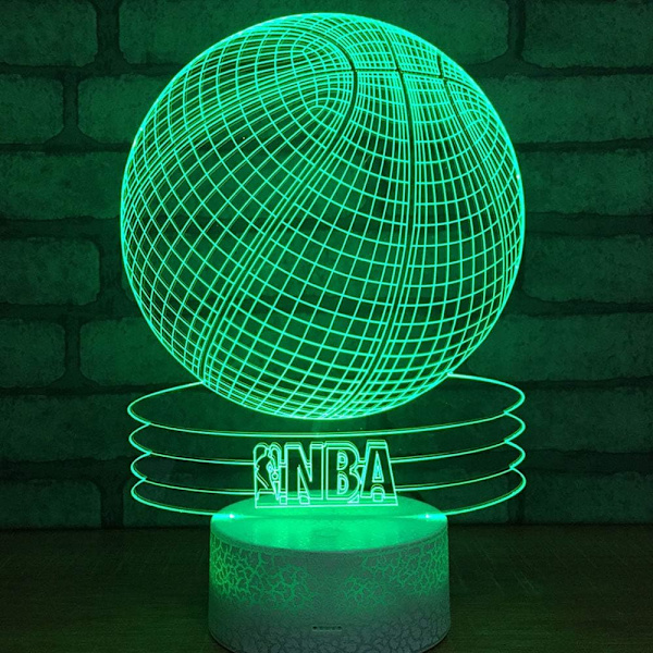 Basketball 3D Optisk Illusion Akryl Natlampe Berøringskontakt 7 Farveskift USB LED Bordlampe
