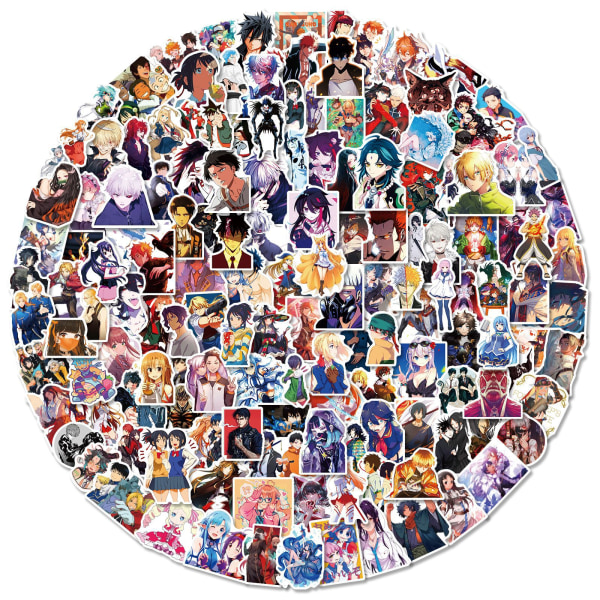 Anime tecknade figurklistermärken, set med 200, vattentät och UV-beständig, perfekt för alla dina prylar