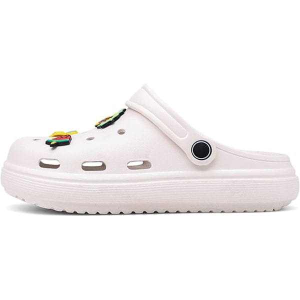 Dam trädgårdsskor sommar lätta träskor sandaler halkfria slides duschtofflor inomhus utomhus White 10.25inch 7