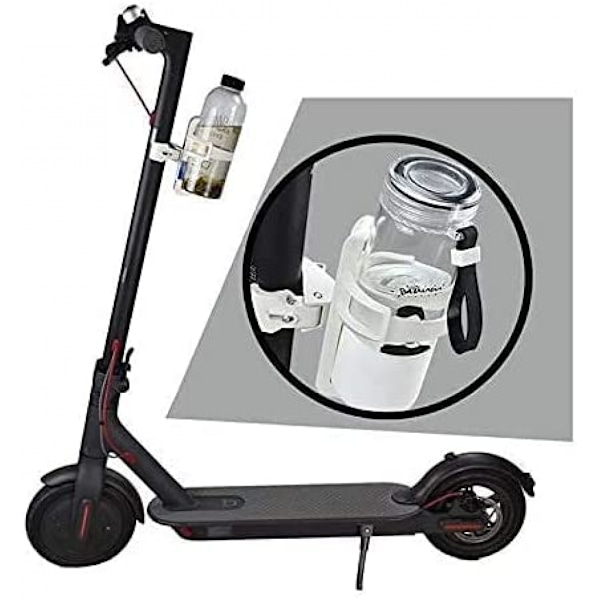 360 graders roterende vandflaskeholder til cykel og elektrisk scooter, skridsikker hurtig afmontering tilbehør kop drikkeholder - hvid