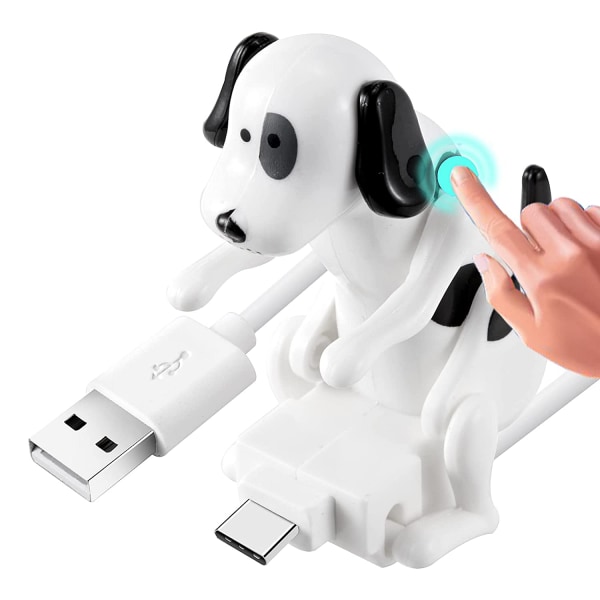 Humping Dog Puhelinlaturi Type C:lle, Funny Touch Dog USB pikalatauskaapeli Liikkuva Stray Dog -matkapuhelimen laturin johto (4 jalkaa) kosketuskytkimellä - valkoinen