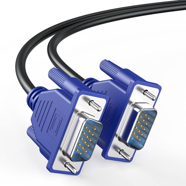 VGA til VGA-kabel 6 fod, VGA til VGA-skærmkabel 1080P Full HD han til han-ledning HD15 til computer-pc-skærm-laptop-tv-projektor og mere