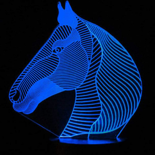 3D Hest Nattelys Bordskrive Optisk Illusjon Lamper 16 Farge Skiftende Lys LED Bordlampe Jul Hjem Kjærlighet Bursdag Barn Barn Dekor Leke Gave