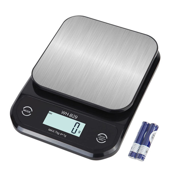 Matvåg - Vågskala för mat i uns och gram, digital köksvåg, 0,05 oz/1 g 15 lb/7 kg vattentät rostfri vägningsplattform för kakor