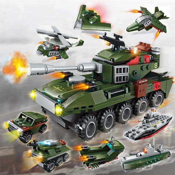Militär Tank Byggsats, STEM Byggleksaker 361PCS Pansarfordon Byggstenar Leksaker, Beväpnad Bil Militärfordon Block Kit
