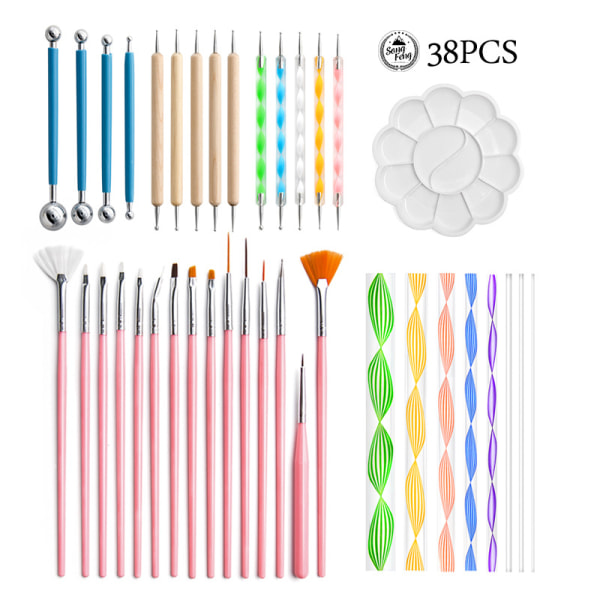 Mandala Dotting Tools Sæt - 38 PCS Dot Maleri Kit med Dotting Tools, Kuglepen til Sten Maleri, Farvning, Neglekunst, Tegninger og Udkast