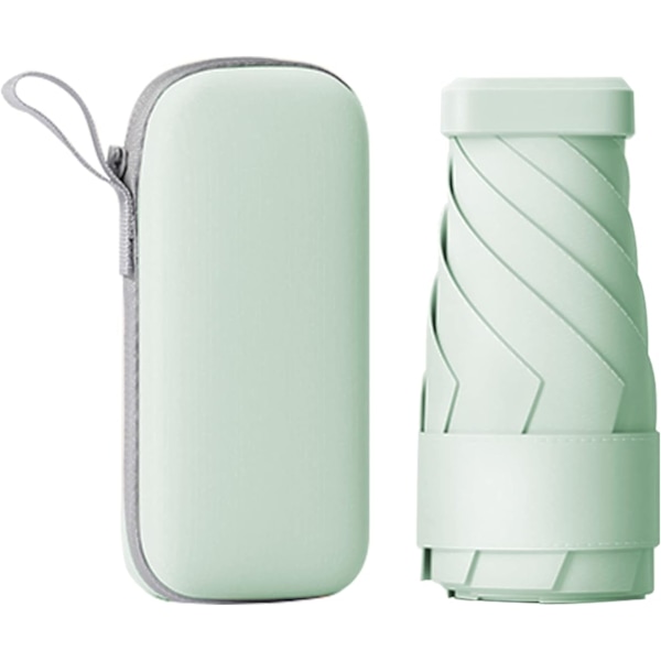 Mini paraply til taske, bærbar og kompakt, perfekt til regn og sol med UV-beskyttelse Light Green
