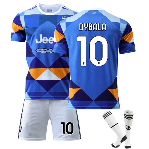 21/22 Juventus Tre Away Blå Barn Vuxna Fotboll Fotbollströja Träningsdräkt No.10 DYBALA 16