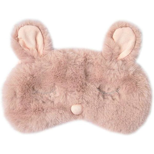 Dam Plysch Kanin Ögonmask Söt Sovmask Ögonskydd Luddiga Kaninöron Ögonskugga för Resor Tupplur Nattsömn Blinder (Rosa R