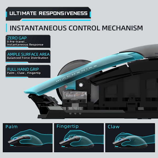 Trådløs Gaming Mus, 26.000 DPI, PAW3395 Sensor, RGB Baggrundsbelysning, Ergonomisk Design, 6 Programmerbare Knapper, Lang Batterilevetid, Ultralet Black M7 Pro
