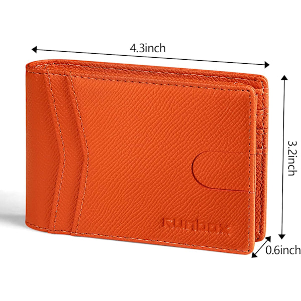 Herrplånböcker Slim Rfid Läder 2 ID-fönster med presentförpackning palm orange