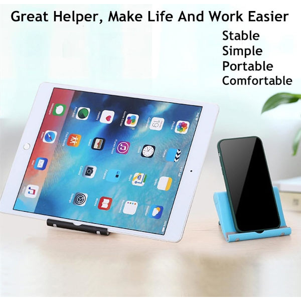 Mobiltelefonholder til skrivebord 2-pak Mobiltelefonholdere Desktop Tablet Stand, Foldbar telefonholder Universal justerbar Tablet Stand til skrivebord Black 2 PCS