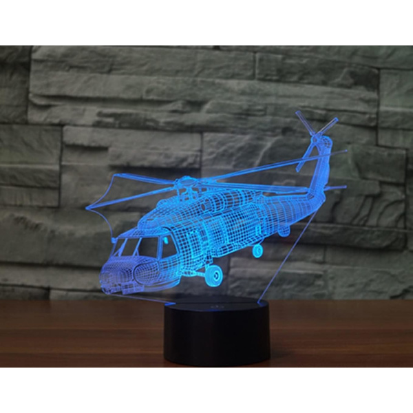 3D Helikopter Fjernbetjening 16 Farve Natlys Illusion Akryl LED Bord Natlampe Børneværelse Skrivebords Dekoration Fødselsdagsgaver Legetøj til Børn