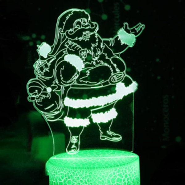 3D Julemand Natlys Bordlampe Optisk Illusion Lamper 7 Farveskiftende Lys LED Bordlampe Jul Hjem Kærlighed Fødselsdag Børn Børn Gave