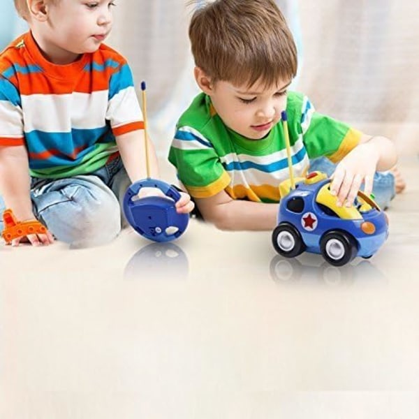 Min Första Cartoon RC Fjärrstyrda Bilar för Småbarn 1-3 År, Radiostyrd Leksak för Baby, Barn 18 Månader+ (Polisen) Blue
