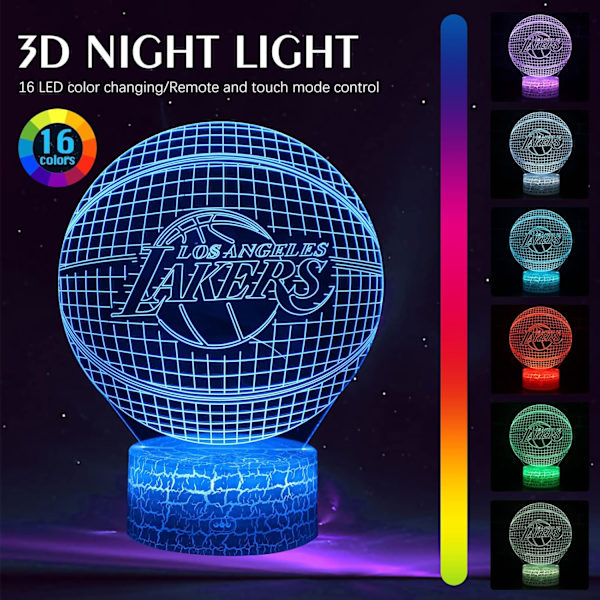 3D Optisk Illusions Nattlys 7 Farger Smart Skiftende Lys Bordlampe Gaver til Fans, Basketballelskere, Bursdagsgave