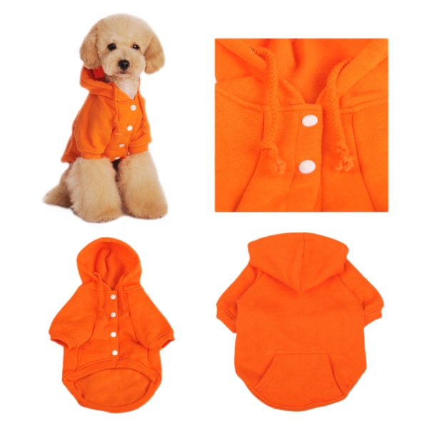 Hundehættetrøje Hunde Tøj Sweater med Hat, Kæledyr Vintertøj Varm Hættetrøje Frakke Sweater til Hvalp Chihuahua (orange) XXL