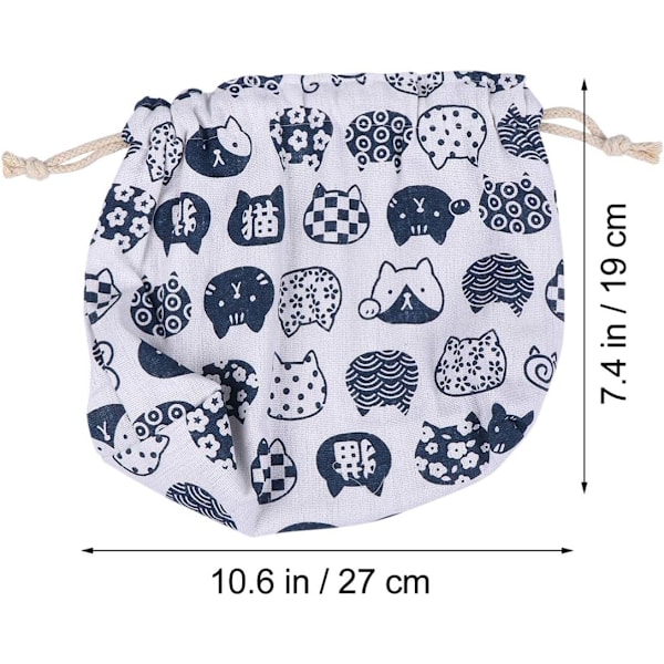 Snørepose Frokostpose Dobbeltlags Fortykket Japansk Stil Bento Tote Pouch Slik Gaveholder Pakke til Hjem Bryllup Fødselsdagsfest Hvid White 27Ã—19cm