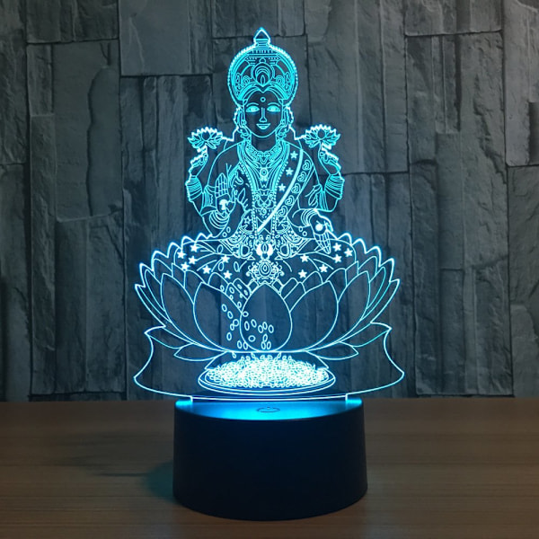 7 Färgväxlande Nattlampa 3D Atmosfärisk Glödlampa 3D Visuell Illusion LED-lampa för Barnleksak Jul- och Födelsedagspresenter (Buddha)